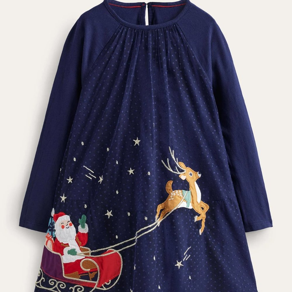 NWT Mini Boden Jersey Tulle Applique Dress